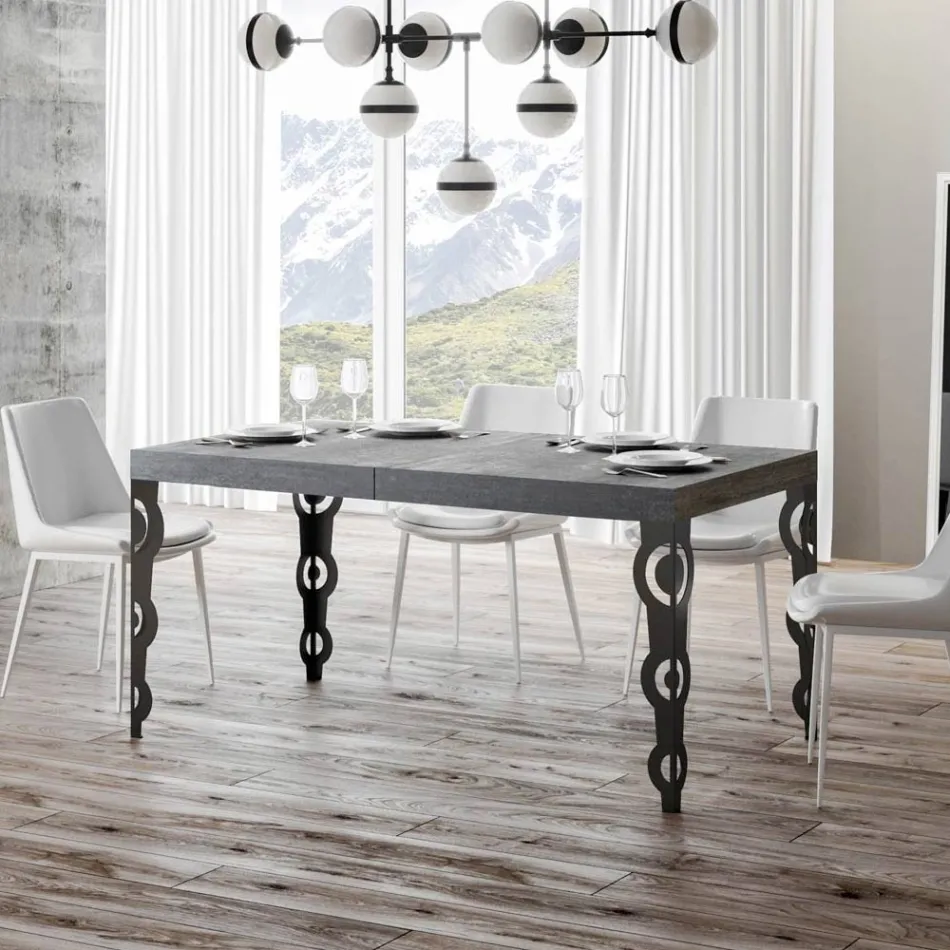 Mesa extensible hasta 4 m en madera melamina y hierro Made in Italy - Marella Viadurini