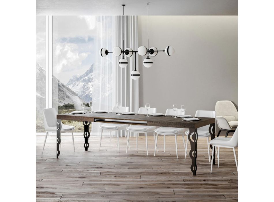 Mesa extensible hasta 4 m en madera melamina y hierro Made in Italy - Marella Viadurini