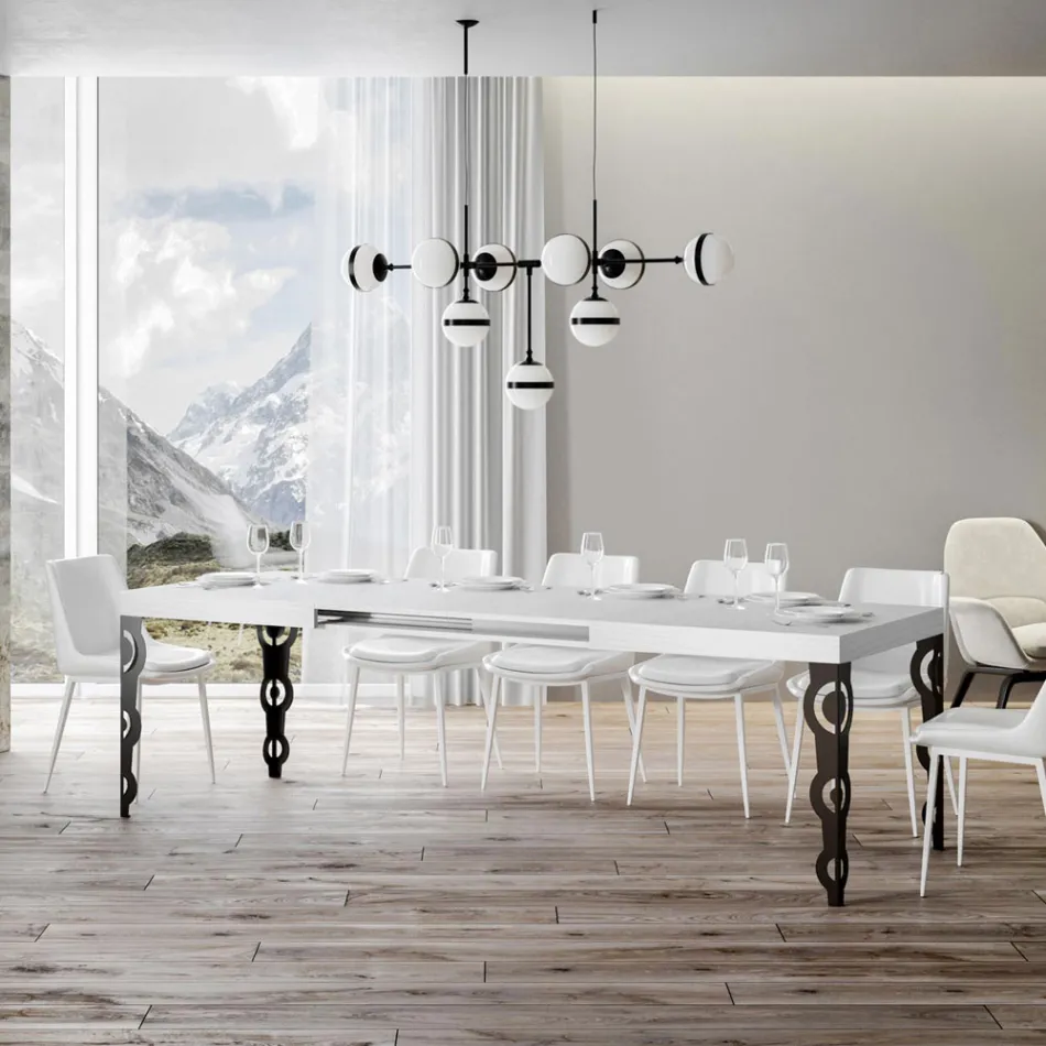 Mesa extensible hasta 4 m en madera melamina y hierro Made in Italy - Marella Viadurini