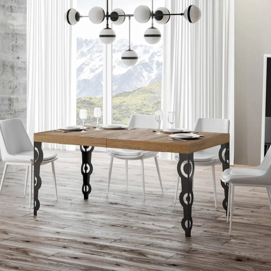Mesa extensible hasta 4 m en madera melamina y hierro Made in Italy - Marella Viadurini
