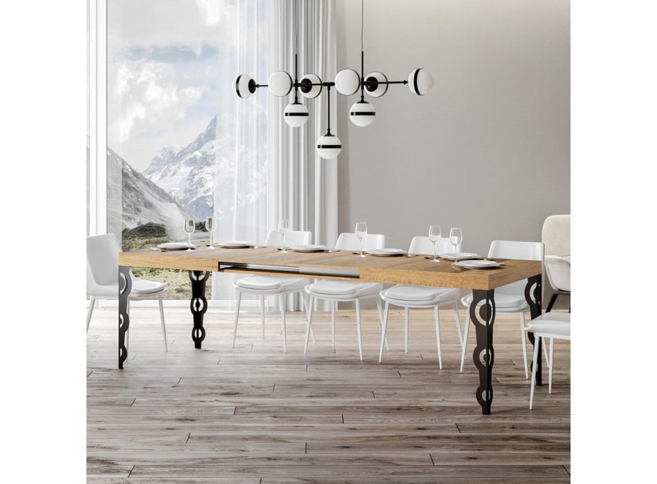 Mesa extensible hasta 4 m en madera melamina y hierro Made in Italy - Marella Viadurini