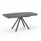 Mesa extensible hasta 180 cm en cerámica sobre vidrio y metal - Lozzolo Viadurini