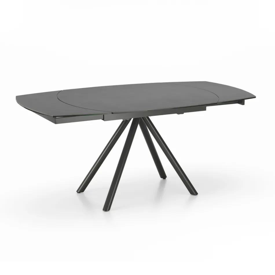 Mesa extensible hasta 180 cm en cerámica sobre vidrio y metal - Lozzolo Viadurini