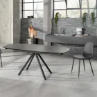 Mesa extensible hasta 180 cm en cerámica sobre vidrio y metal - Lozzolo Viadurini
