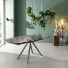 Mesa extensible hasta 180 cm en cerámica sobre vidrio y metal - Lozzolo Viadurini