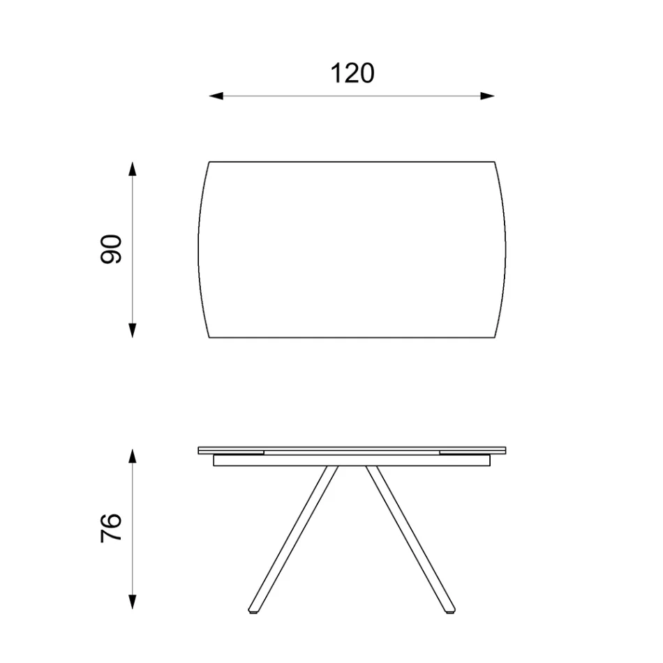Mesa extensible hasta 180 cm en cerámica sobre vidrio y metal - Lozzolo Viadurini