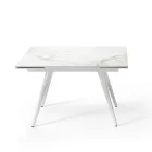 Mesa extensible de hasta 180 cm en piedra efecto mármol y metal - Numa Viadurini