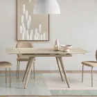 Mesa extensible de hasta 180 cm en piedra efecto mármol y metal - Numa Viadurini