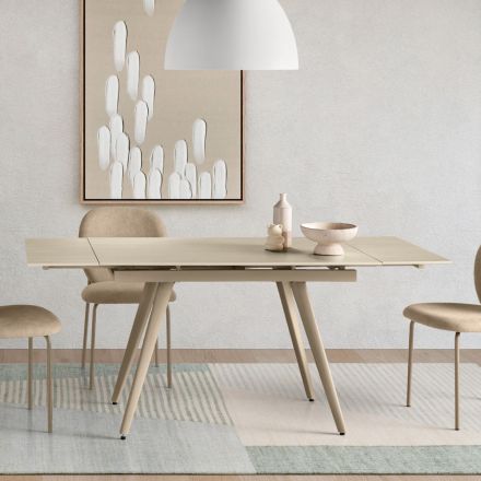 Mesa extensible de hasta 180 cm en piedra efecto mármol y metal - Numa Viadurini