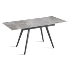 Mesa extensible de hasta 180 cm en piedra efecto mármol y metal - Numa Viadurini