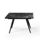 Mesa extensible de hasta 180 cm en piedra efecto mármol y metal - Numa Viadurini