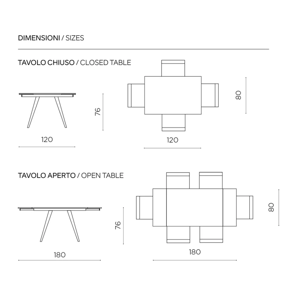 Mesa extensible de hasta 180 cm en piedra efecto mármol y metal - Numa Viadurini
