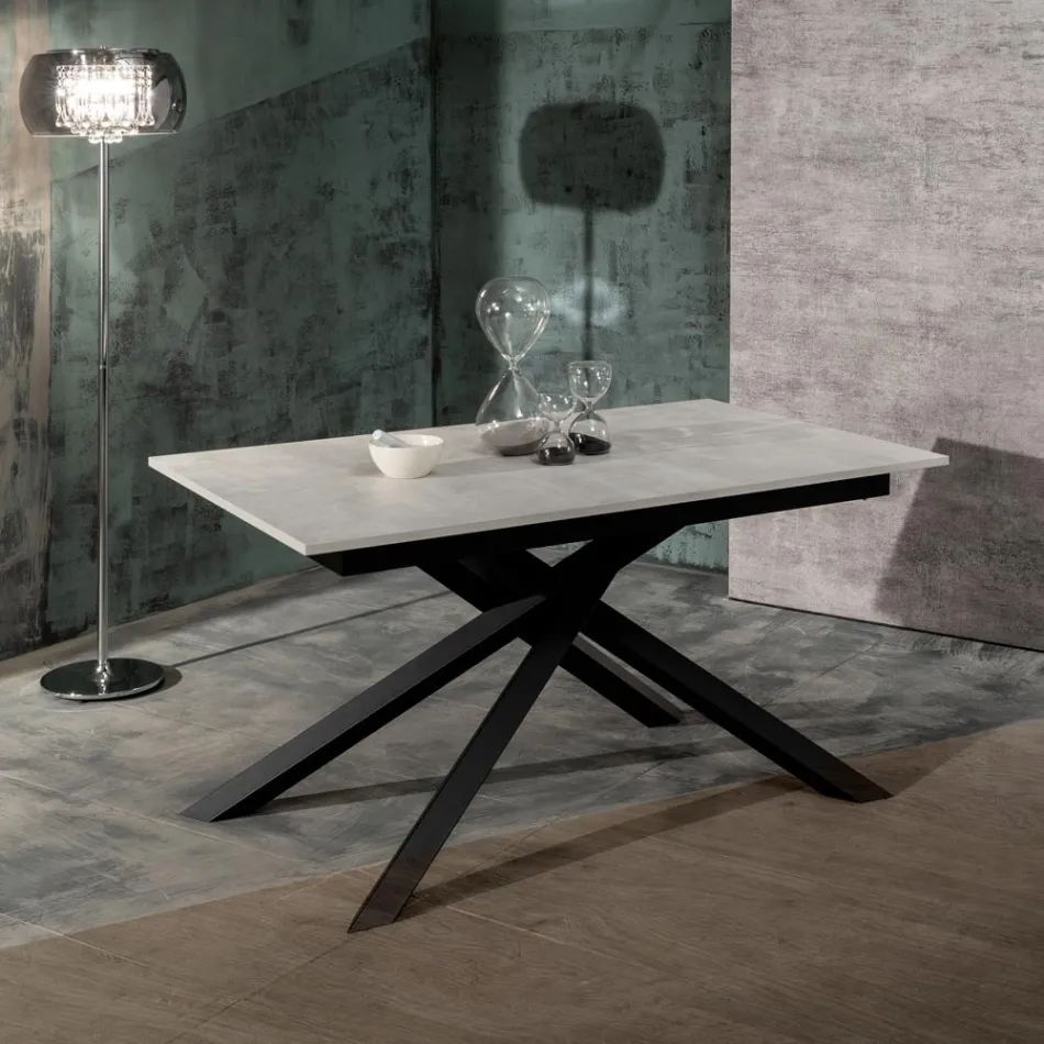 Mesa extensible hasta 190 cm en metal y tapa de melamina - Lavanda Viadurini