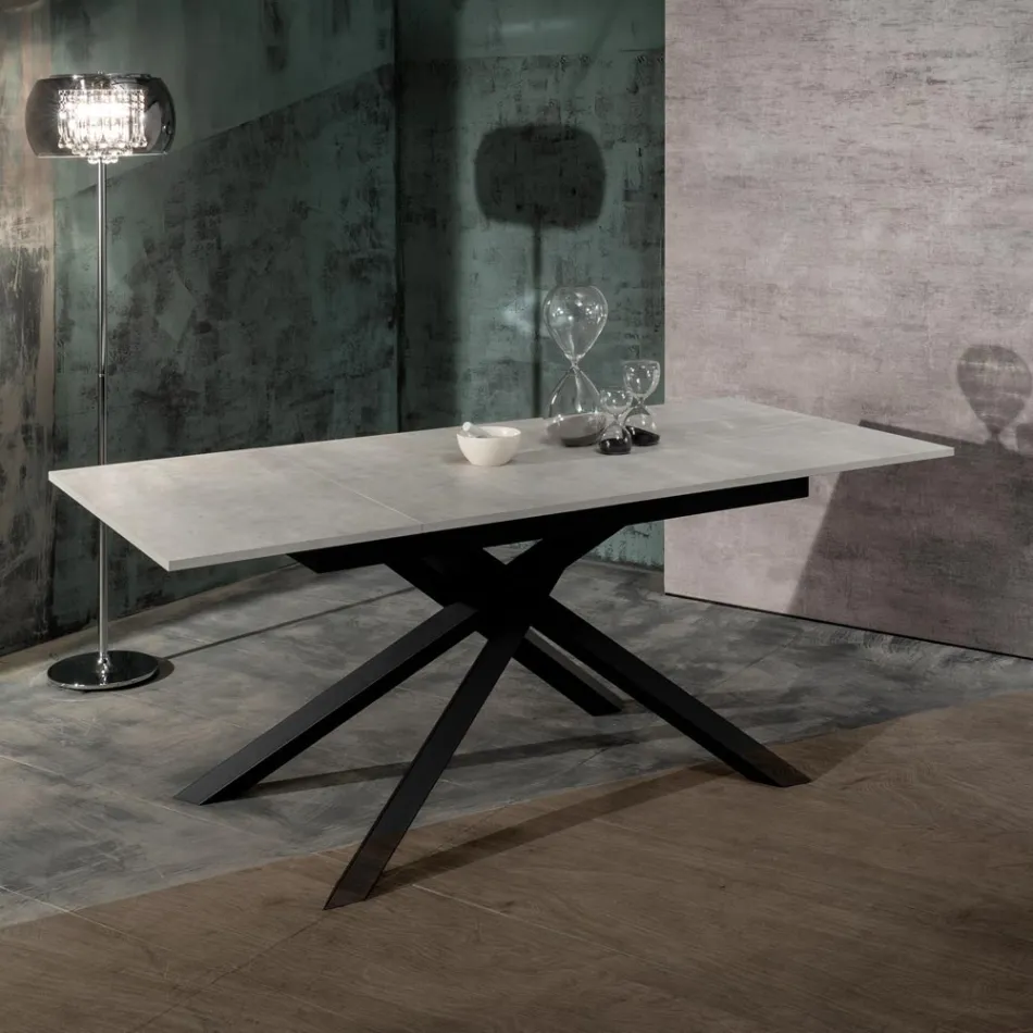 Mesa extensible hasta 190 cm en metal y tapa de melamina - Lavanda Viadurini