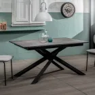 Mesa extensible hasta 190 cm en metal y tapa de melamina - Lavanda Viadurini