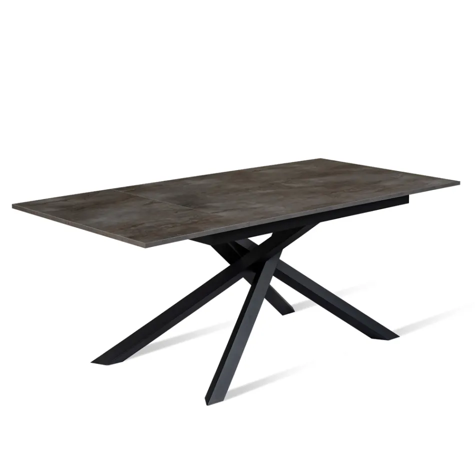 Mesa extensible hasta 190 cm en metal y tapa de melamina - Lavanda Viadurini