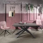 Mesa extensible hasta 190 cm en metal y tapa de melamina - Lavanda Viadurini