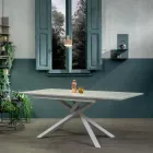 Mesa extensible hasta 190 cm en metal y tapa de melamina - Lavanda Viadurini
