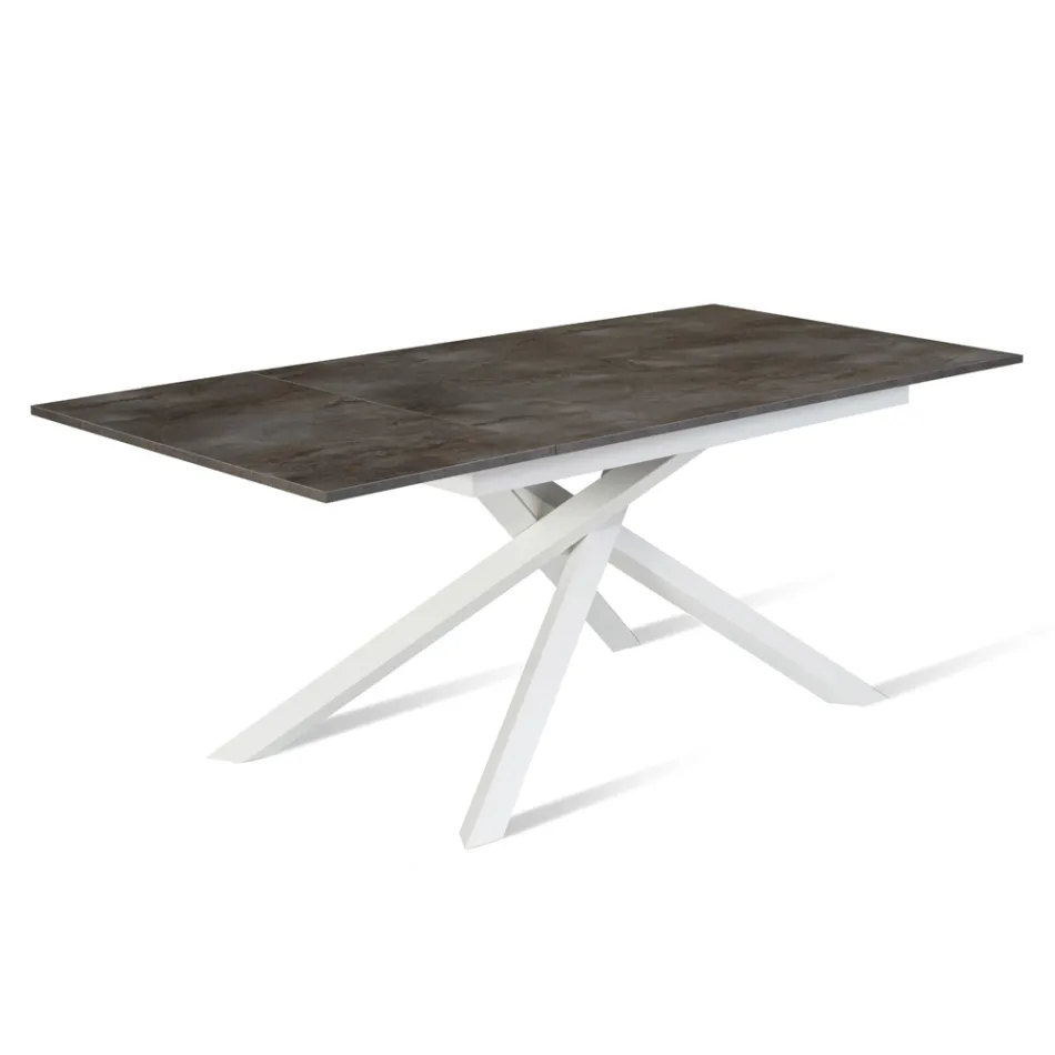 Mesa extensible hasta 190 cm en metal y tapa de melamina - Lavanda Viadurini