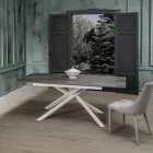 Mesa extensible hasta 190 cm en metal y tapa de melamina - Lavanda Viadurini