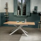 Mesa extensible hasta 190 cm en metal y tapa de melamina - Lavanda Viadurini