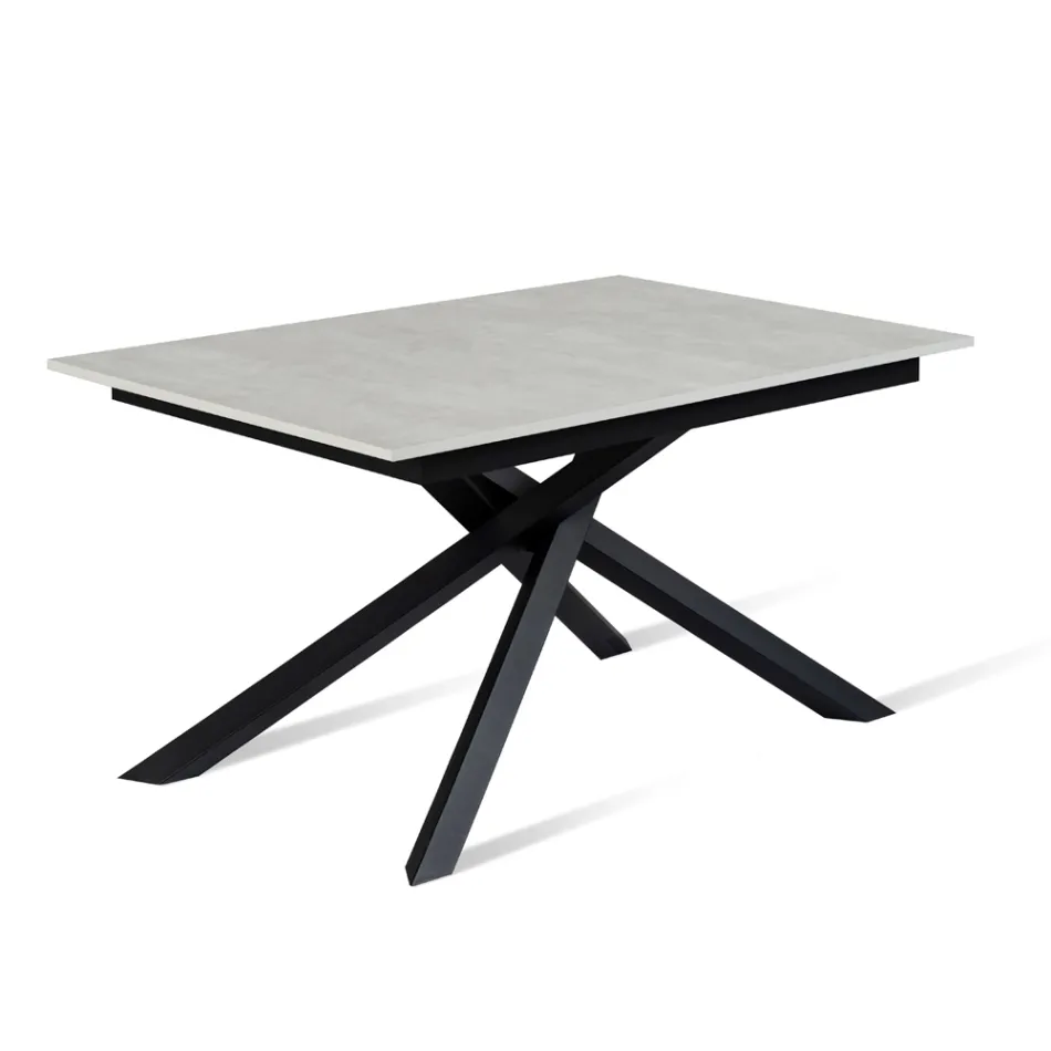 Mesa extensible hasta 190 cm en metal y tapa de melamina - Lavanda Viadurini