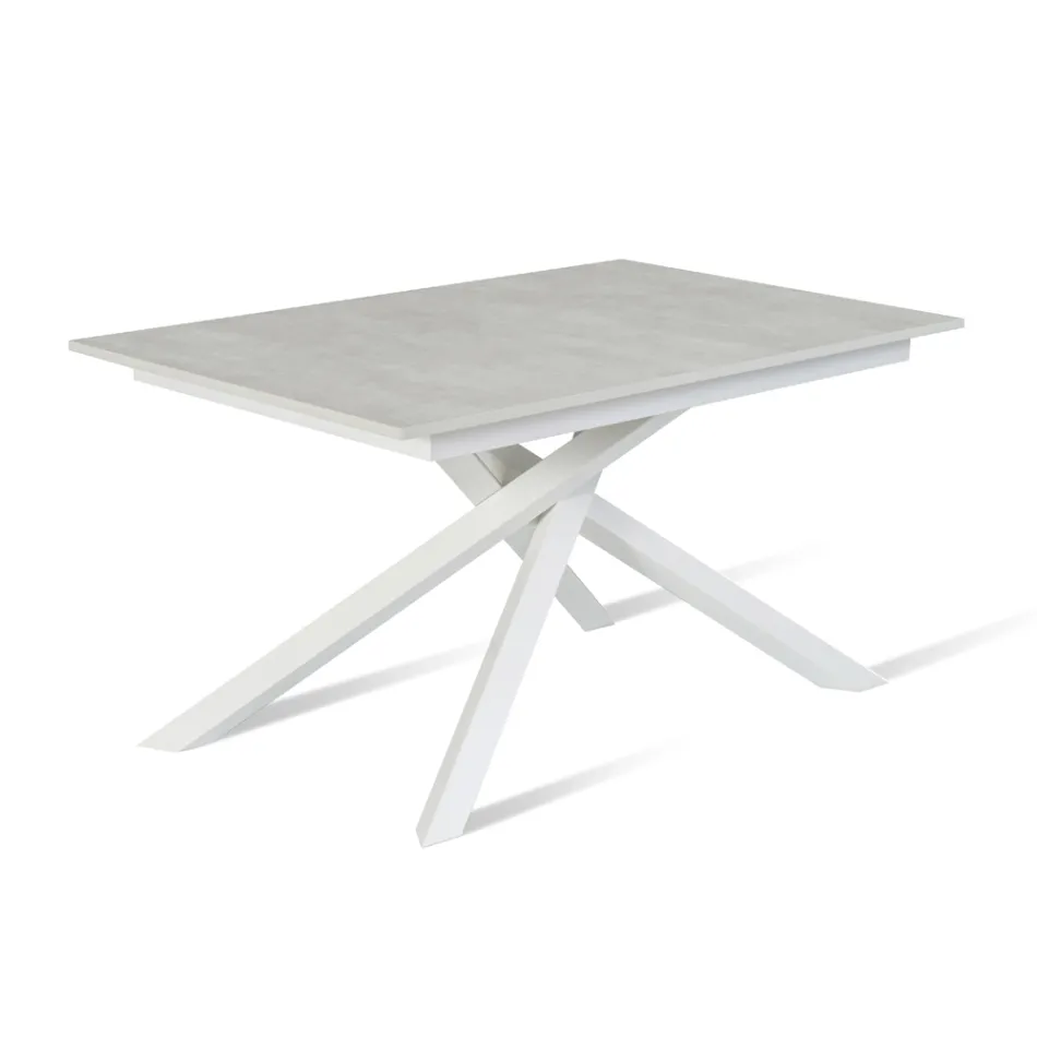 Mesa extensible hasta 190 cm en metal y tapa de melamina - Lavanda Viadurini