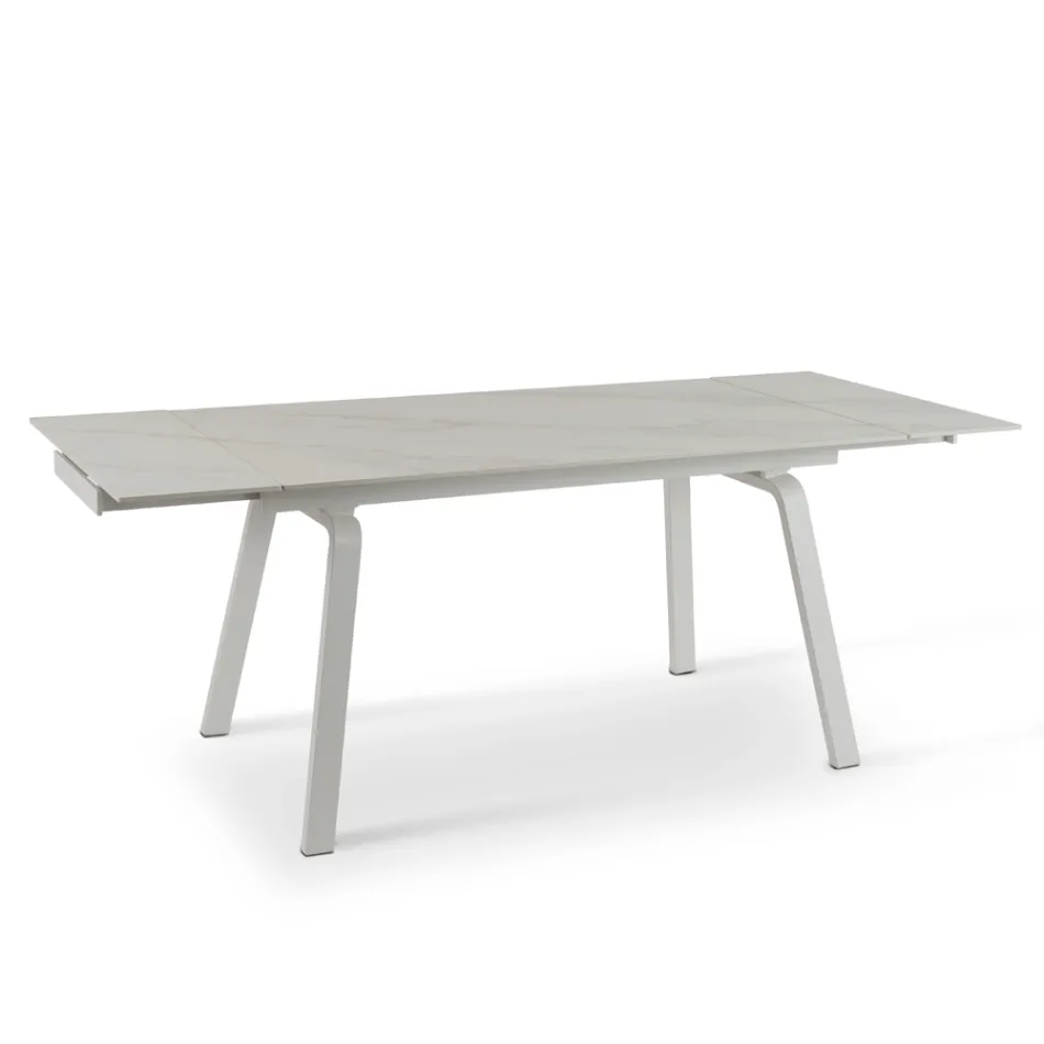 Mesa extensible hasta 200 cm en Piedra Sinterizada Efecto Mármol - Piña Viadurini
