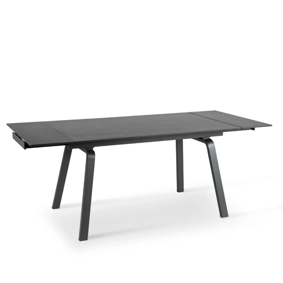 Mesa extensible hasta 200 cm en Piedra Sinterizada Efecto Mármol - Piña Viadurini