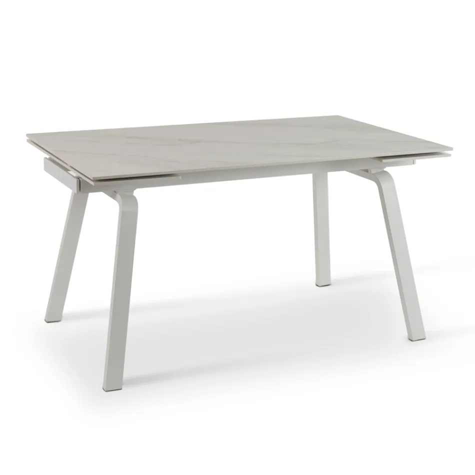 Mesa extensible hasta 200 cm en Piedra Sinterizada Efecto Mármol - Piña Viadurini