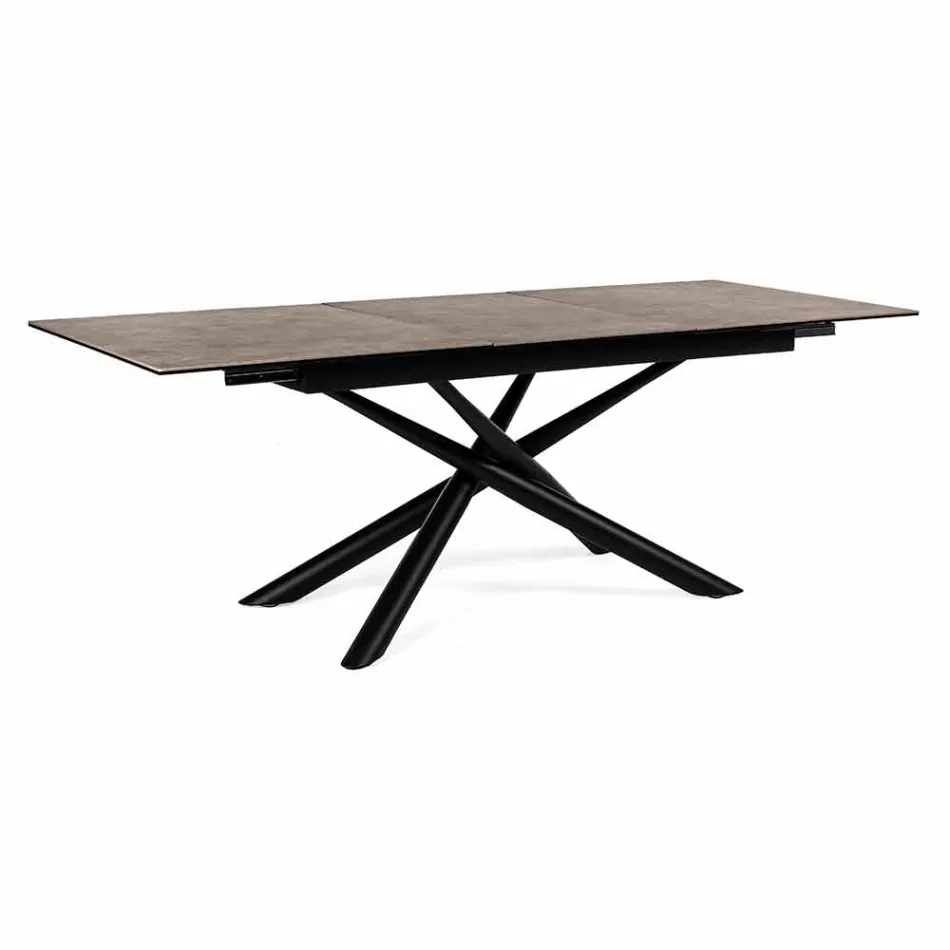 Mesa extensible hasta 220 cm en cerámica y acero Homemotion - Brianza Viadurini