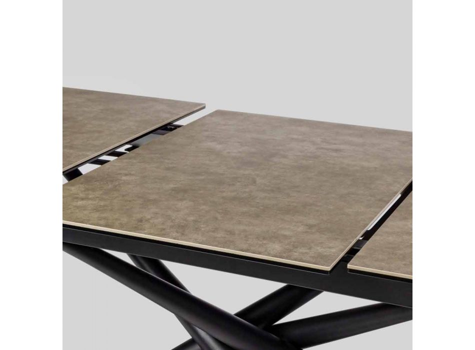 Mesa extensible hasta 220 cm en cerámica y acero Homemotion - Brianza Viadurini
