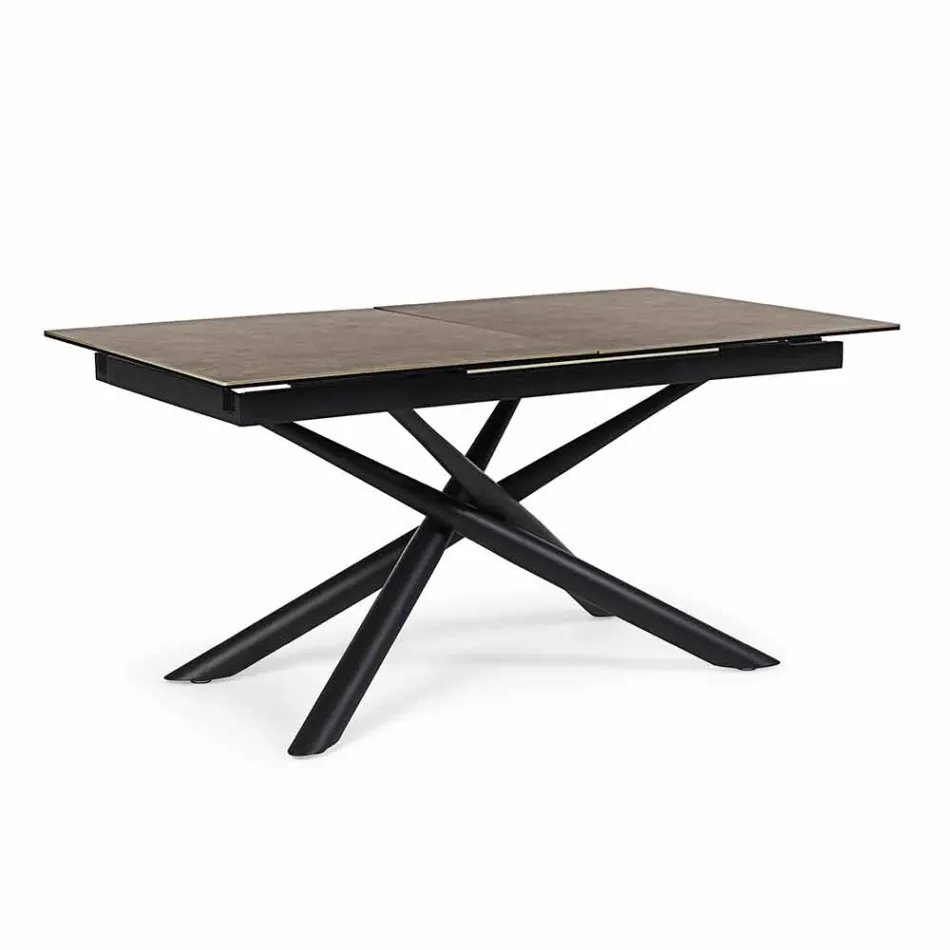 Mesa extensible hasta 220 cm en cerámica y acero Homemotion - Brianza Viadurini