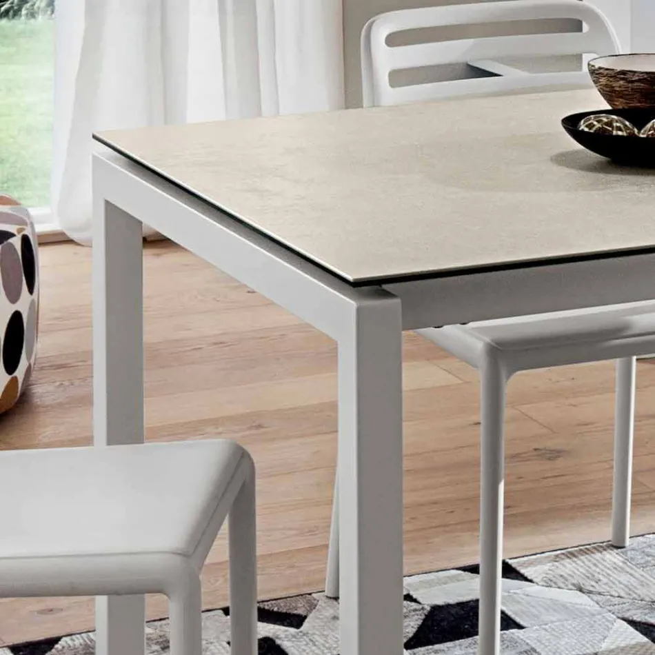 Mesa extensible hasta 238 cm en laminam y metal Made in Italy - Remigio Viadurini