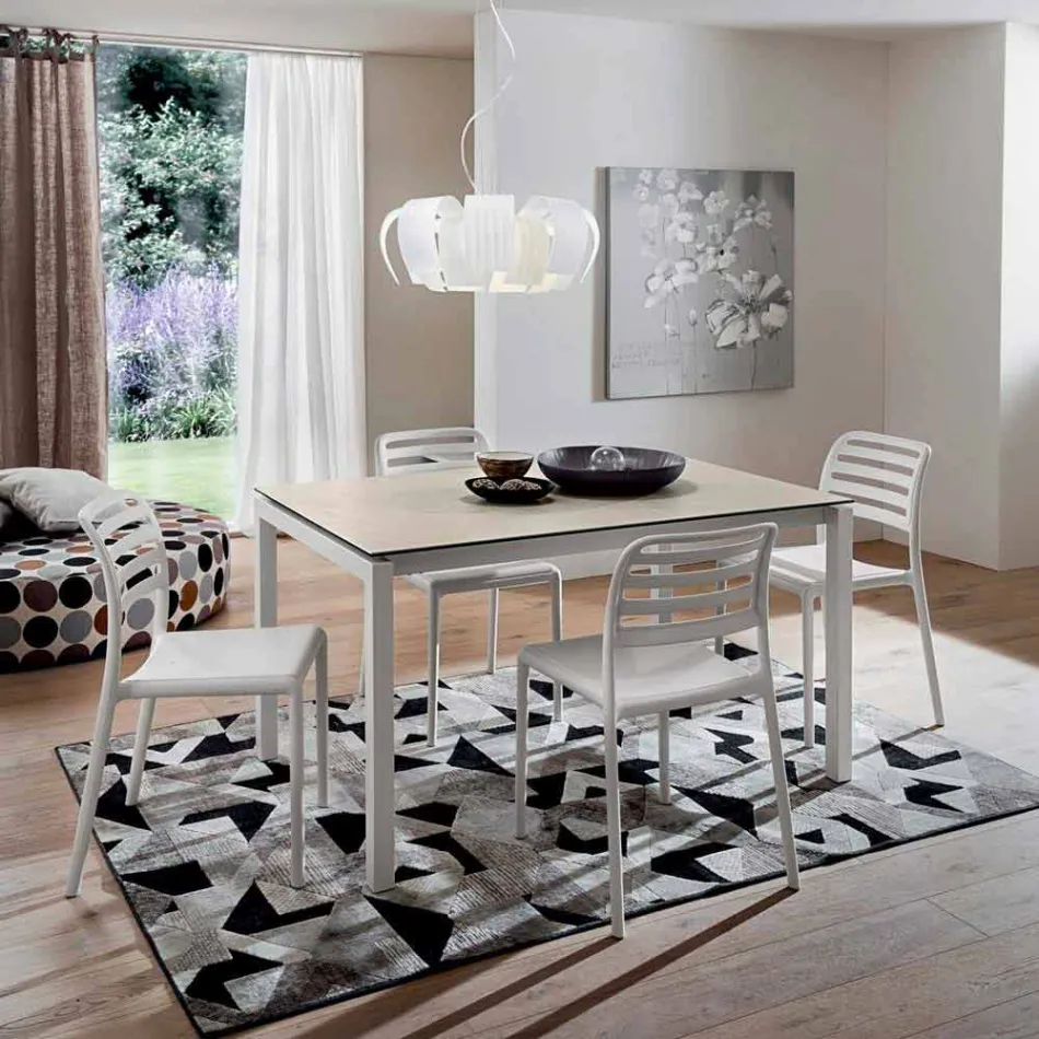 Mesa extensible hasta 238 cm en laminam y metal Made in Italy - Remigio Viadurini