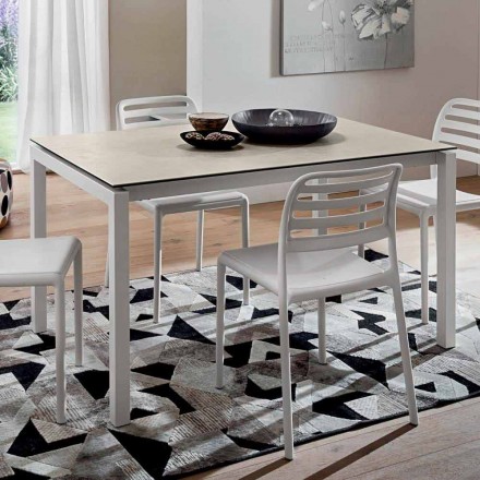 Mesa extensible hasta 238 cm en laminam y metal Made in Italy - Remigio Viadurini