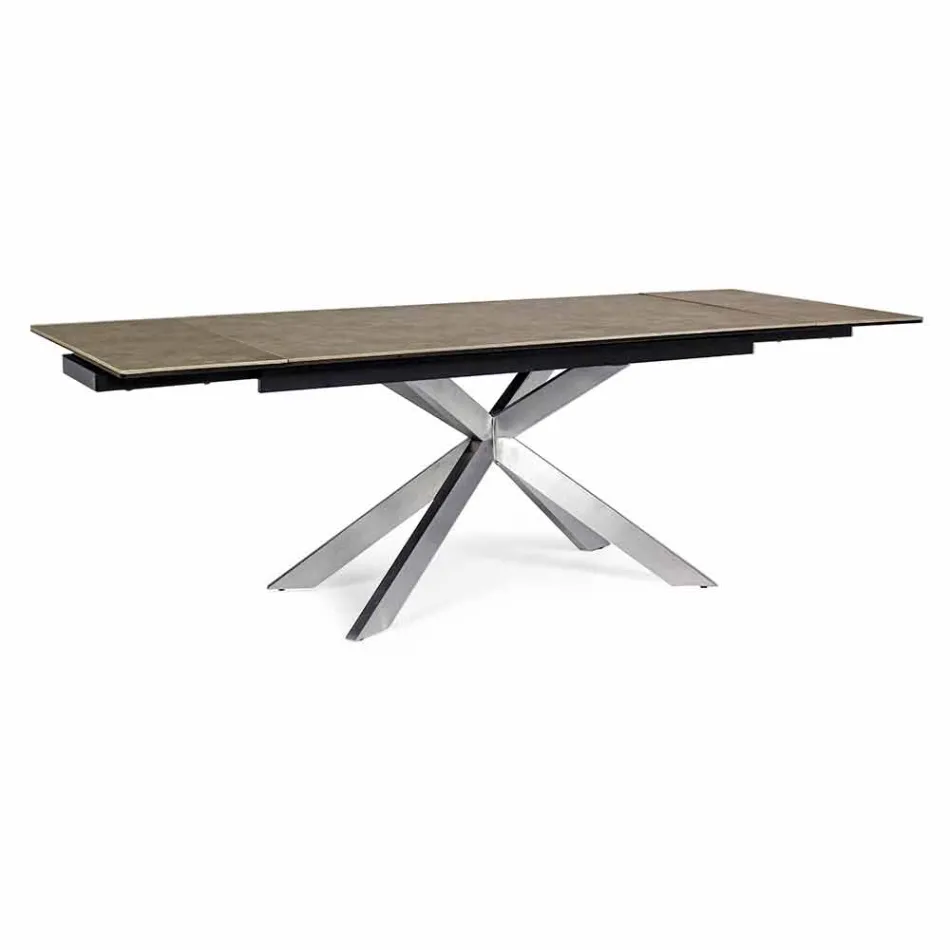 Mesa extensible hasta 240 cm con tapa de cerámica Homemotion - Avici Viadurini