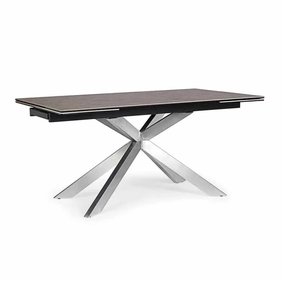 Mesa extensible hasta 240 cm con tapa de cerámica Homemotion - Avici Viadurini