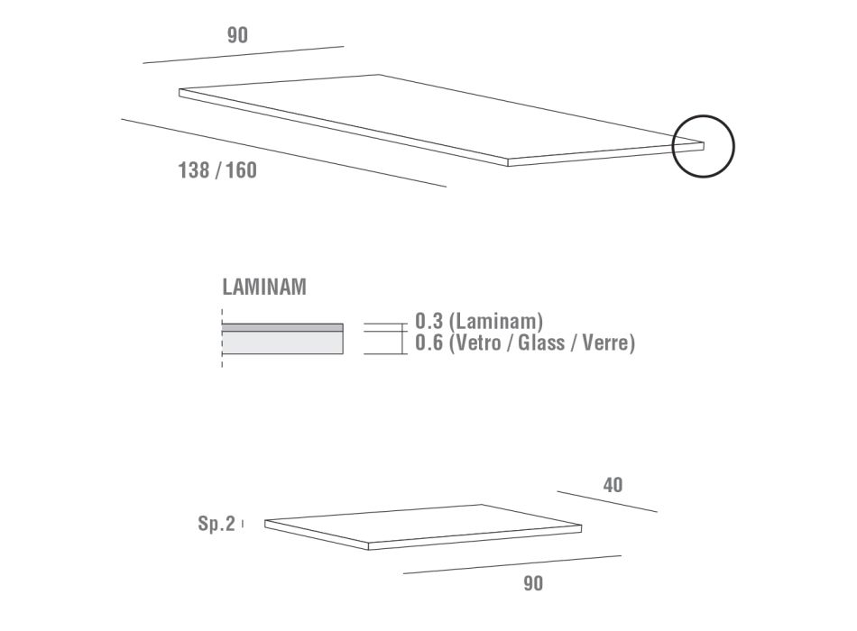 Mesa extensible hasta 240 cm con tapa de Laminam Made in Italy - Maltés Viadurini