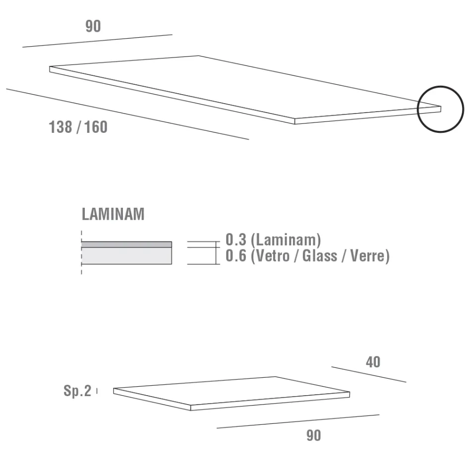 Mesa extensible hasta 240 cm con tapa de Laminam Made in Italy - Maltés Viadurini