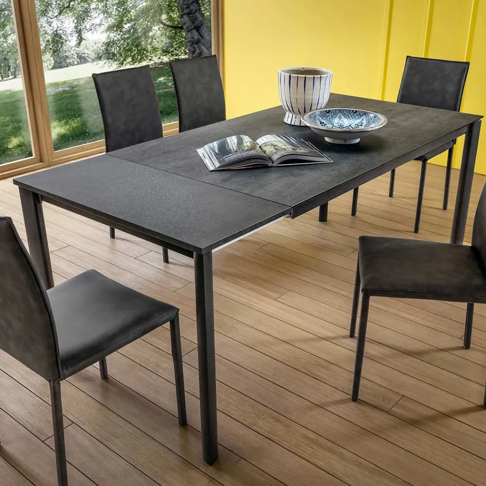 Mesa extensible hasta 240 cm con tapa de Laminam Made in Italy - Maltés Viadurini