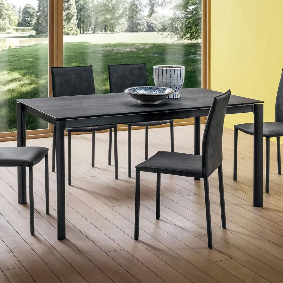 Mesa extensible hasta 240 cm con tapa de Laminam Made in Italy - Maltés Viadurini