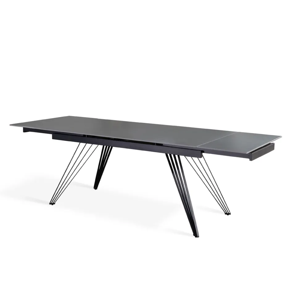 Mesa extensible hasta 240 cm en cerámica y metal - Bouquet Viadurini