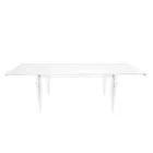 Mesa extensible de hasta 255 cm en madera y metacrilato, fabricada en Italia - Elide Viadurini
