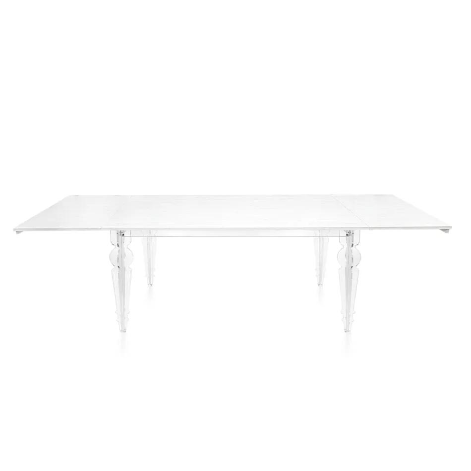 Mesa extensible de hasta 255 cm en madera y metacrilato, fabricada en Italia - Elide Viadurini