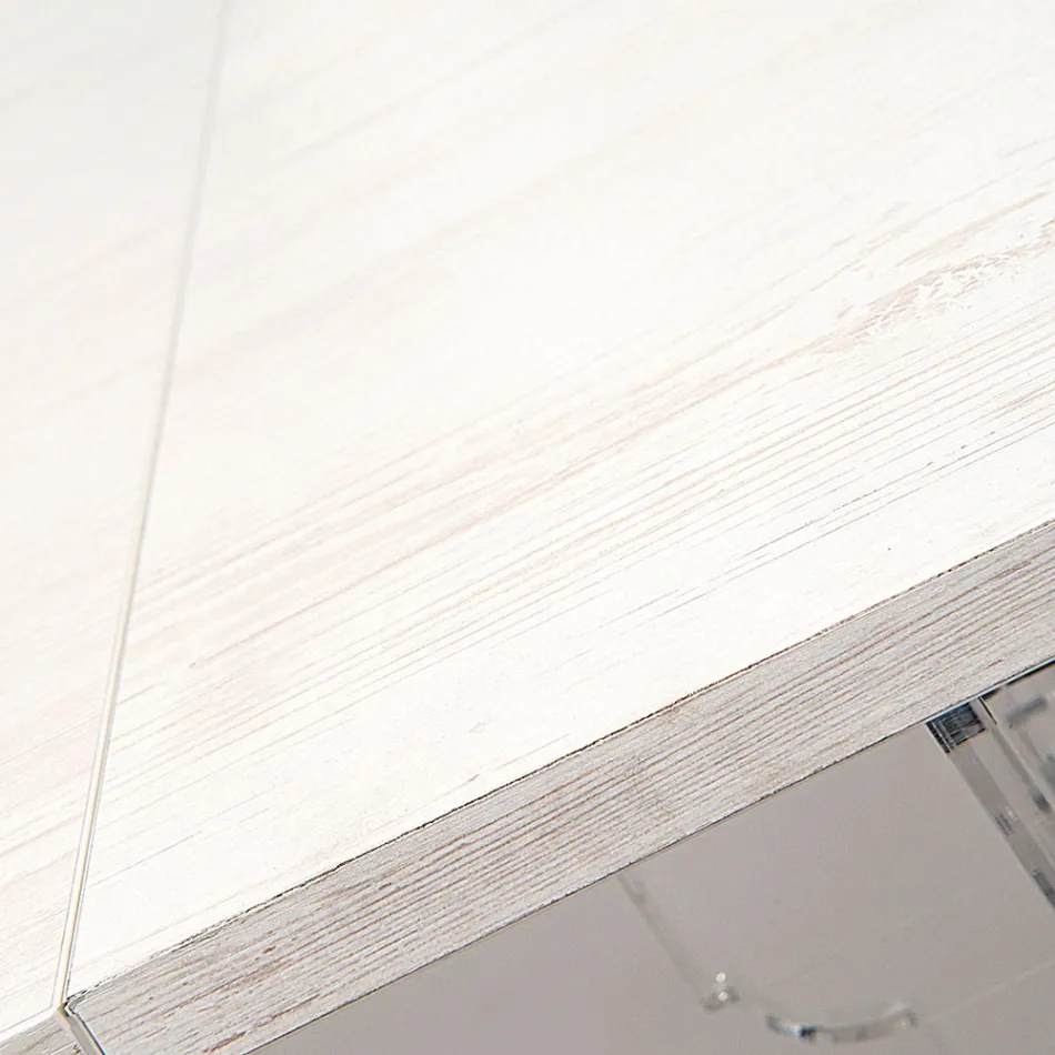 Mesa extensible de hasta 255 cm en madera y metacrilato, fabricada en Italia - Elide Viadurini