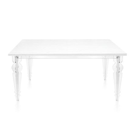 Mesa extensible de hasta 255 cm en madera y metacrilato, fabricada en Italia - Elide Viadurini