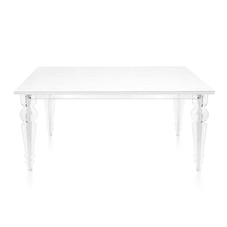 Mesa extensible de hasta 255 cm en madera y metacrilato, fabricada en Italia - Elide Viadurini