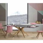 Mesa extensible hasta 260 cm en gres, mármol y madera Made in Italy - Malita Viadurini