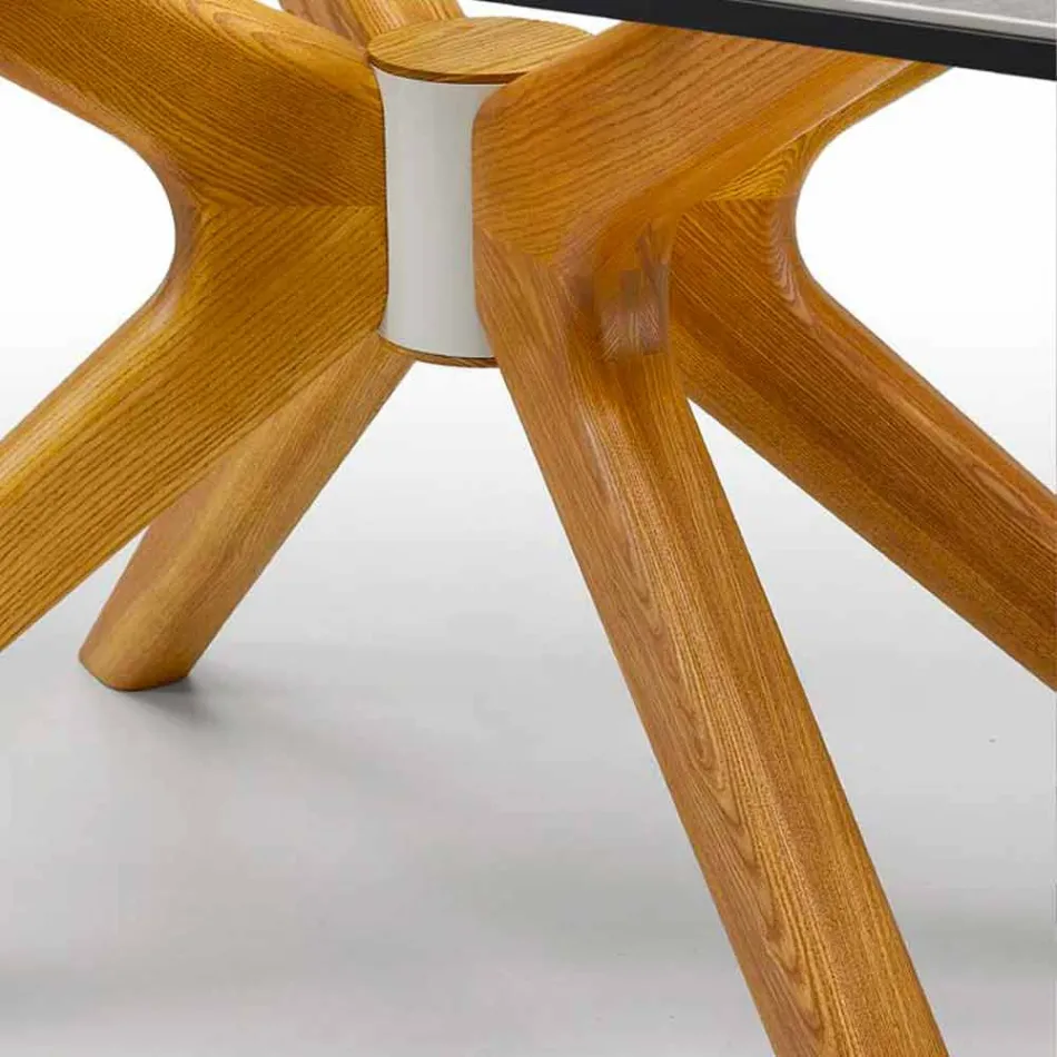 Mesa extensible hasta 260 cm en gres, mármol y madera Made in Italy - Malita Viadurini